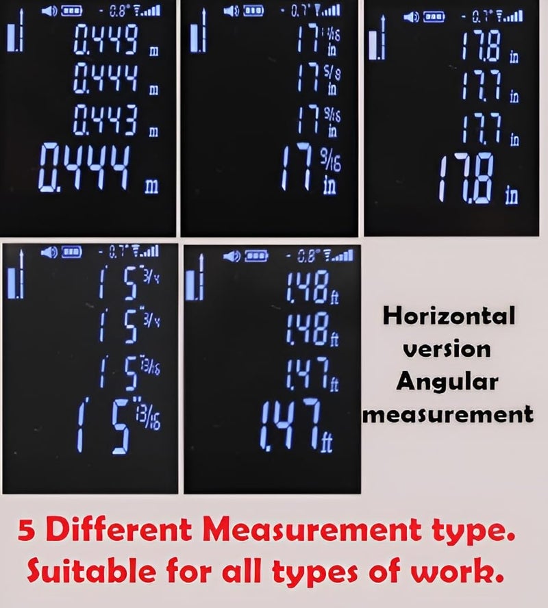 XPR3SS 80 Meters(263 feet) Type-C Rechargeable Angular Measure Metal Ultra Mini Compact Laser Distance Meter Range Finder Portable Digital Measuring Device. - Image 5