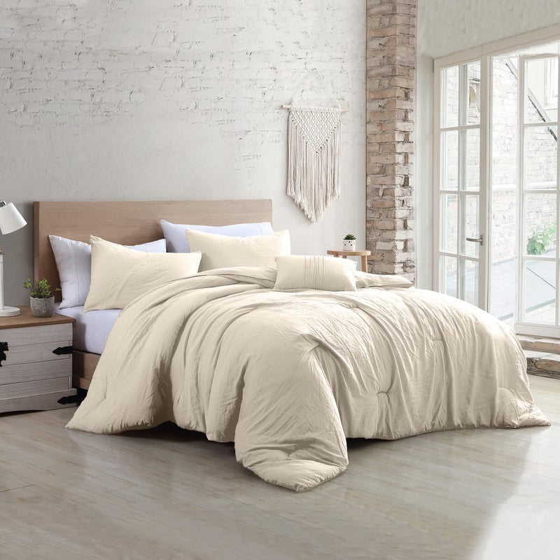 Modern Threads Modern Threads 4Piece GarmentWashed Comforter Set Beck Coconut King 