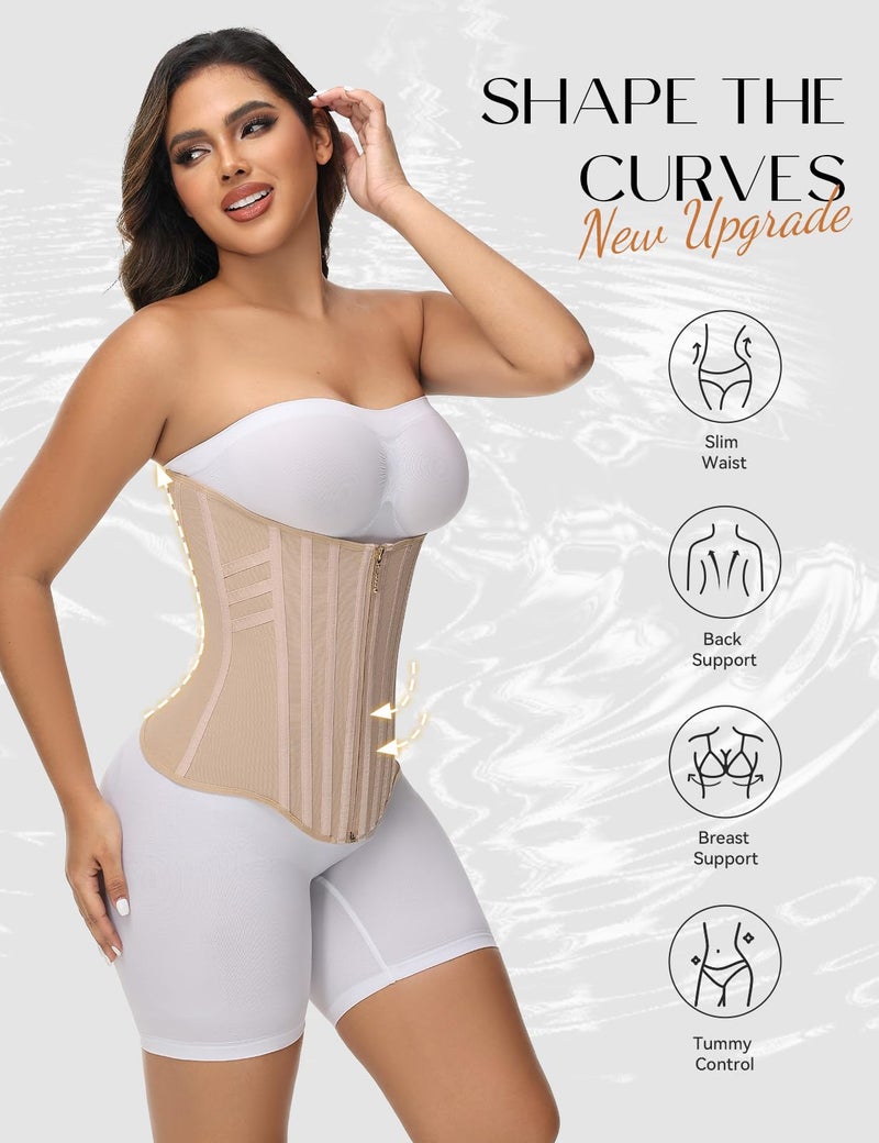 SHAPSHE Waist Trainer for Women Tummy Control Body Shaper Workout Waist Cincher Corset Shapewear Sport Hourglass Band with Zipper - Image 5
