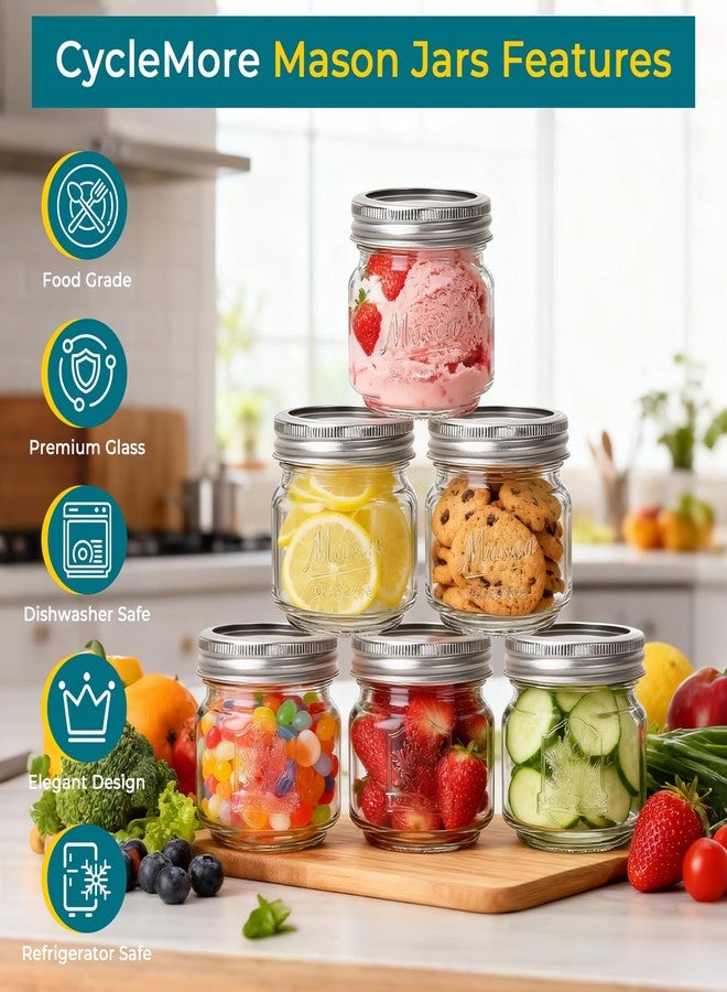 CycleMore 8oz 12 Pack Mason Glass Jars with Black Lids, Clear Regular Mouth Canning Jars for Jelly, Jam, Honey, Wedding Favors - Image 3
