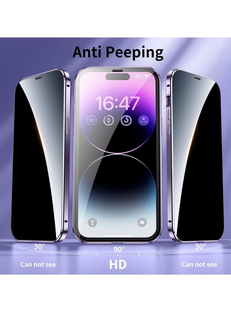 Y&D Anti Peeping Case for iPhone 14 Pro Max, 360 Degree Front and Back Privacy Tempered Glass Cover, SPY Screen, Peep Magnetic Adsorption Metal Bumper Max (Purple)  - Image 2