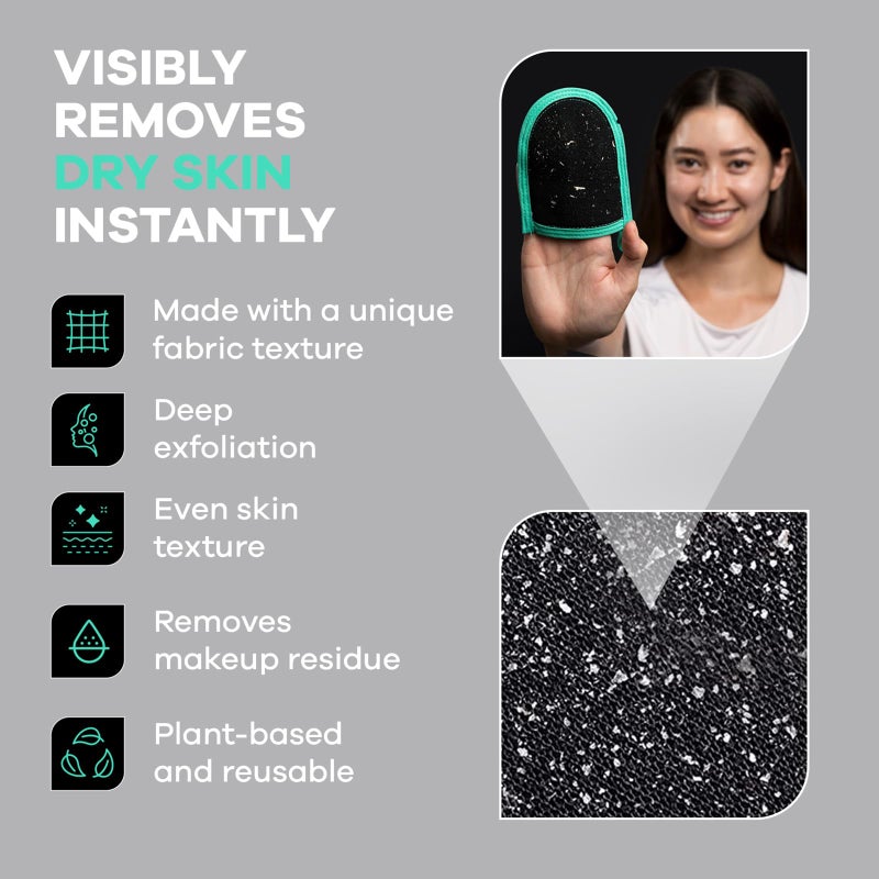 Dermasuri Deep Exfoliating Glove for Face - Exfoliating Mitt Face Scrub and Dead Skin Remover - Face Scrubber for Men & Women - Face & Neck Skincare - Face Exfoliator Tool - Shower & Dry Use (2 Packs) - Image 2