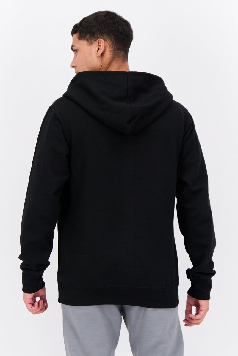 Fleece Factory Men Hooded Solid Long Sleeves Sweatshirt, Black - Image 2