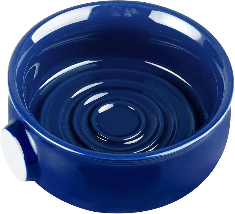 Linkidea Ceramic Shaving Soap Bowl with NonSlip Handle Wide Mouth Large Capacity Easier to Lather Ridges Wet Razor Shave Cream Bowl for Men Royalblue