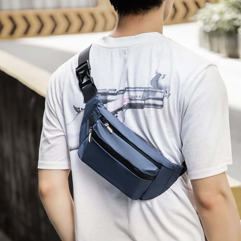 ketmart Mens and Women Fanny Pack Wasit Bag with Triple Pockets Design Adjustable Large Size Belt Water-Resistant for Men Women Running Workout Hiking Travel Outdoor Picnic. (Blue) - Image 2