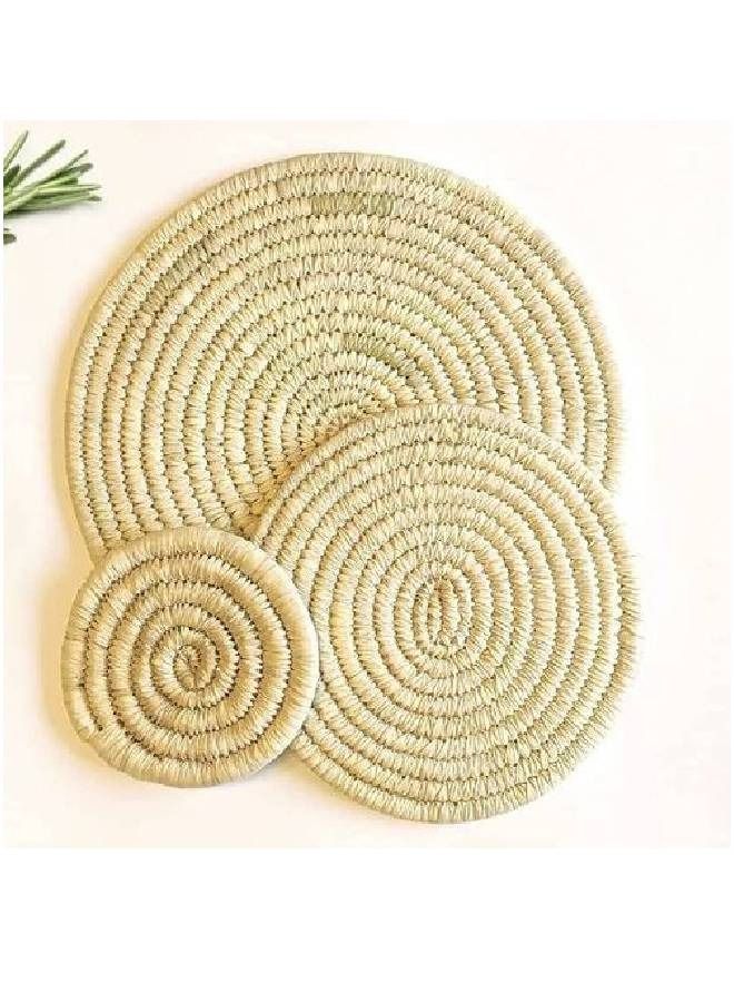 Boho Handmade 3piece round coaster  - Image 1