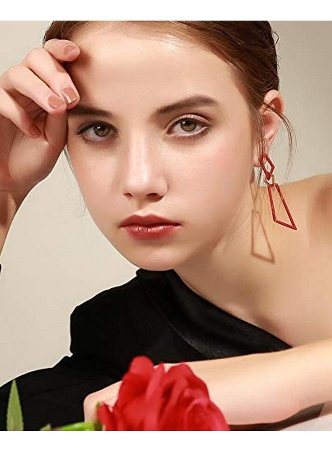 Chargances Bohemia Fashion Women Red Earrings Geometric Drop Earring Elegant And Simple Earrings Jewelry For Women - Image 3
