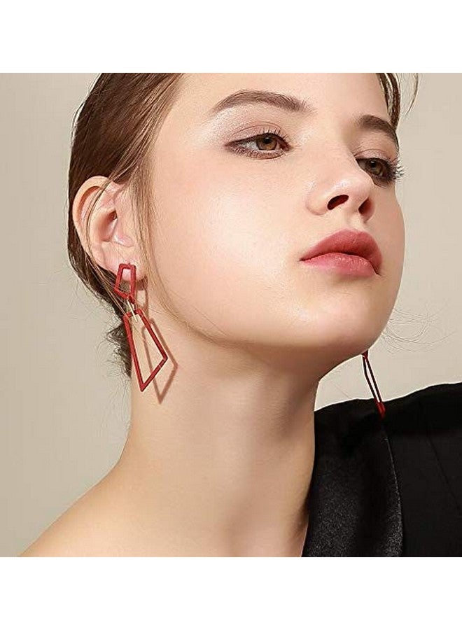 Chargances Bohemia Fashion Women Red Earrings Geometric Drop Earring Elegant And Simple Earrings Jewelry For Women - Image 5