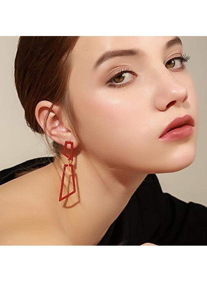 Chargances Bohemia Fashion Women Red Earrings Geometric Drop Earring Elegant And Simple Earrings Jewelry For Women - Image 2