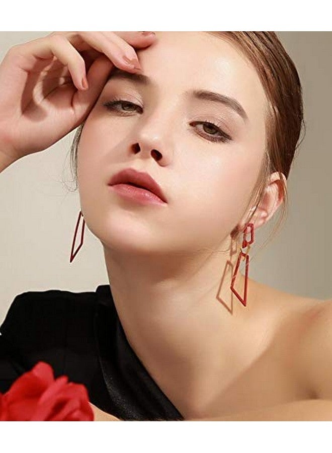 Chargances Bohemia Fashion Women Red Earrings Geometric Drop Earring Elegant And Simple Earrings Jewelry For Women - Image 4