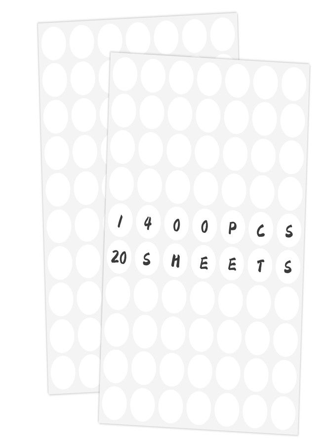 Ouzoustate 1400 PCS Colored Dot Stickers 3/4" Round Color Coding Label Stickers Colored Circle Dot Stickers for Toddlers (White) - Image 3