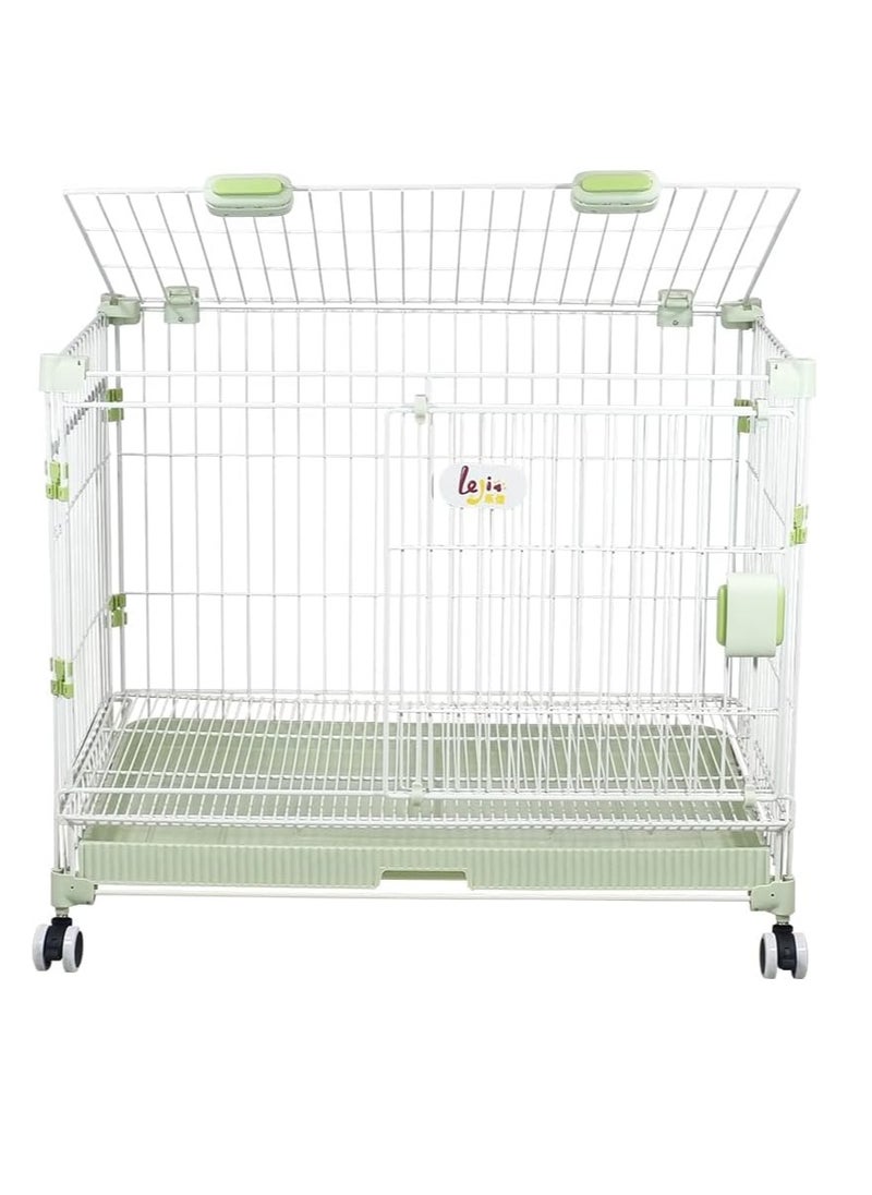 NNC PETS Dog kennel for Small to Medium dogs, Heavy-duty dog playpen with Double door, Pull-out tray and Secure lock, 81 cm Secure pet kennel for Home and Travel cage, Space-saving design, (Green)  - Image 1