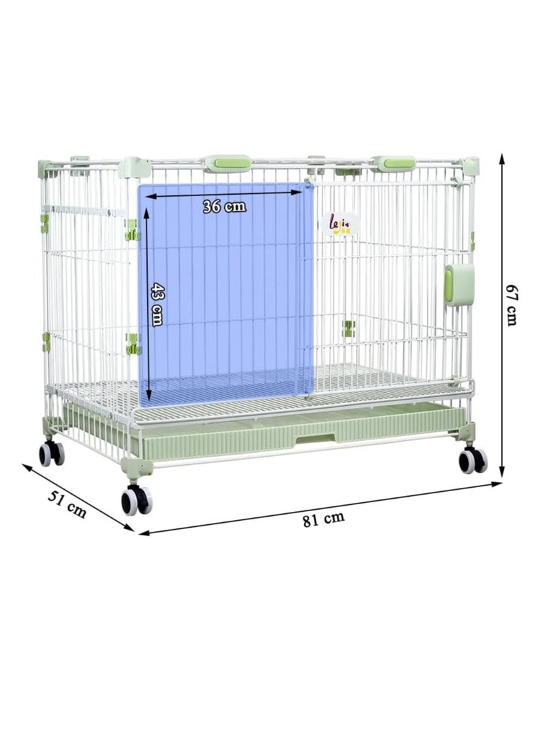 NNC PETS Dog kennel for Small to Medium dogs, Heavy-duty dog playpen with Double door, Pull-out tray and Secure lock, 81 cm Secure pet kennel for Home and Travel cage, Space-saving design, (Green)  - Image 2