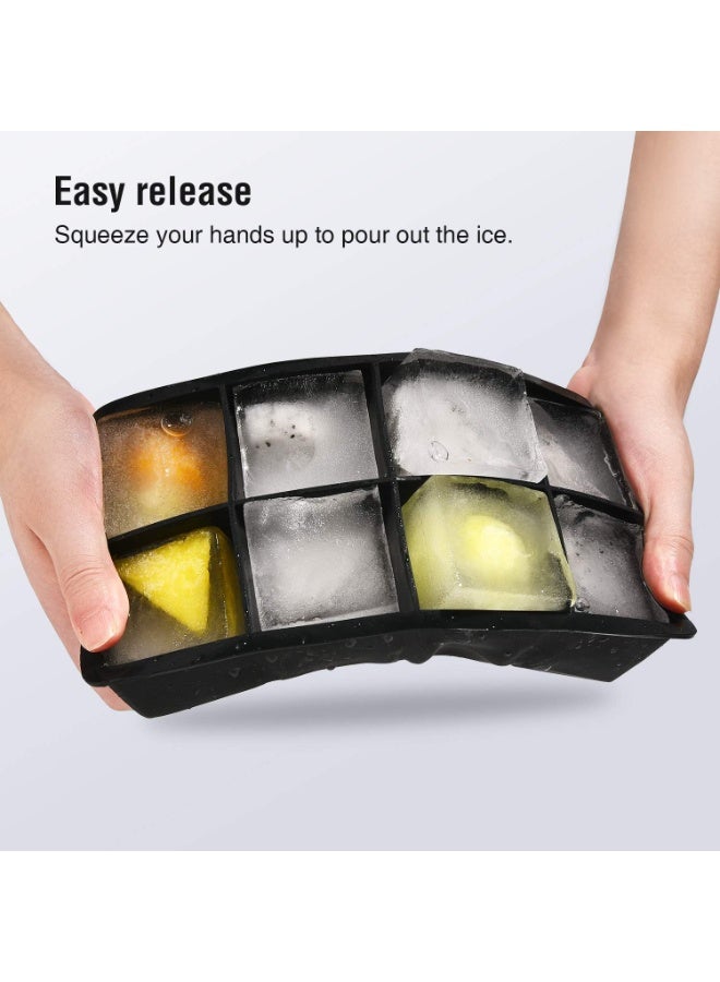 ديوتي عبوة من 2 قالب مكعبات ثلج كبير من السيليكون الآمن غذائيًا، قوالب مربعة لـ 8 مكعبات ثلج عملاقة، مثالية للويسكي والكوكتيلات، قابلة لإعادة الاستخدام، تحافظ على المشروبات باردة - Image 2