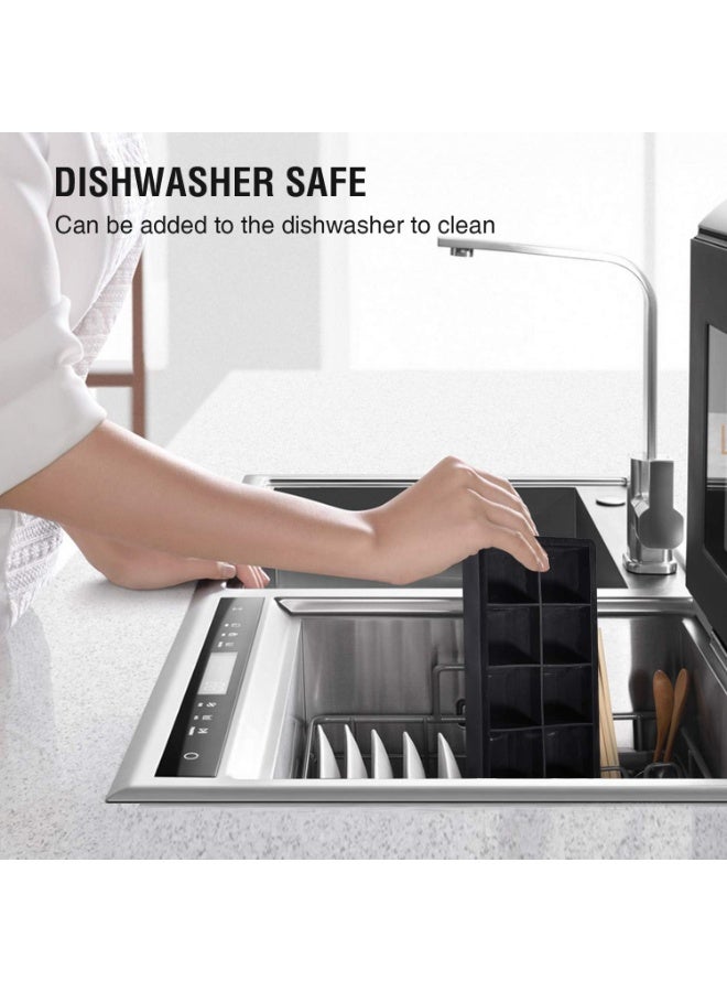 ديوتي عبوة من 2 قالب مكعبات ثلج كبير من السيليكون الآمن غذائيًا، قوالب مربعة لـ 8 مكعبات ثلج عملاقة، مثالية للويسكي والكوكتيلات، قابلة لإعادة الاستخدام، تحافظ على المشروبات باردة - Image 5