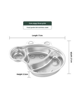 304 Stainless Steel Partitioned Dinner Plate for Kids Piglet
