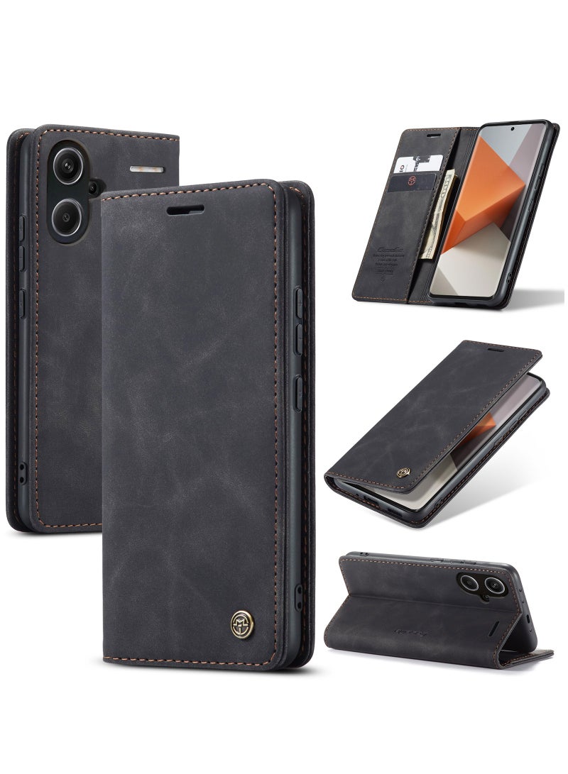 For Xiaomi Redmi Note 13 Pro Plus Cover, Soft PU Leather Shockproof Mobile Phone Wallet Case, Full Body Protective Flip Cover Magnetic Adsorption Back Cover - Image 1