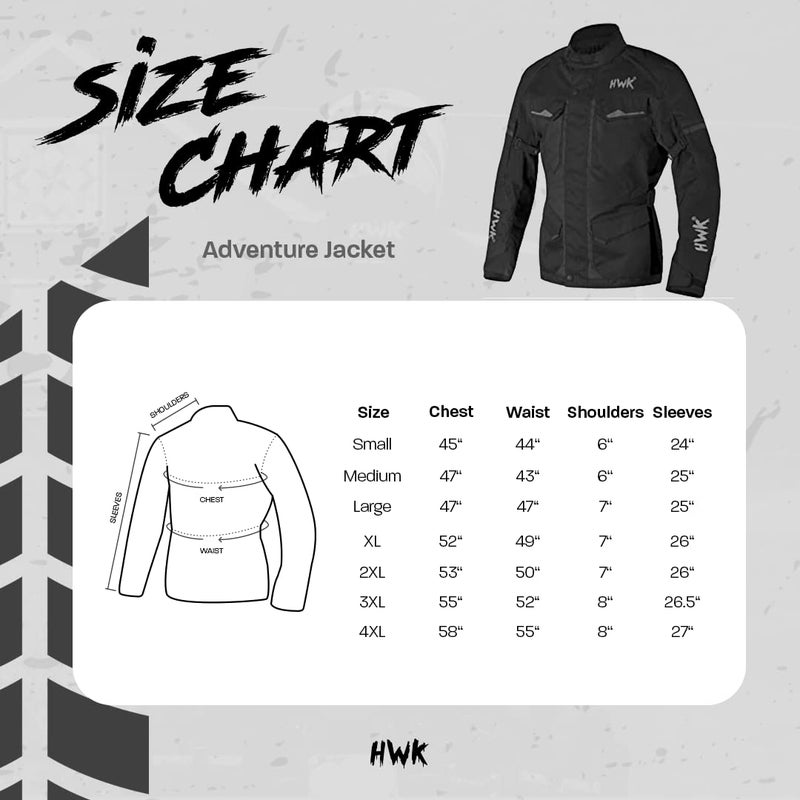 HWK Adventure Touring Motorcycle Jacket for Men, Water Resistant Cordura Textile Biker Jacket for Men, Durable and Stylish Moto Gear with CE Armor for Enduro Motorbike Riding - Black, Medium - Image 2
