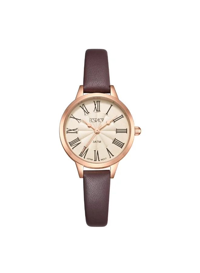 ECSTACY Women's Genuine leather Analog Watch E25511-RLDC - 28 mm