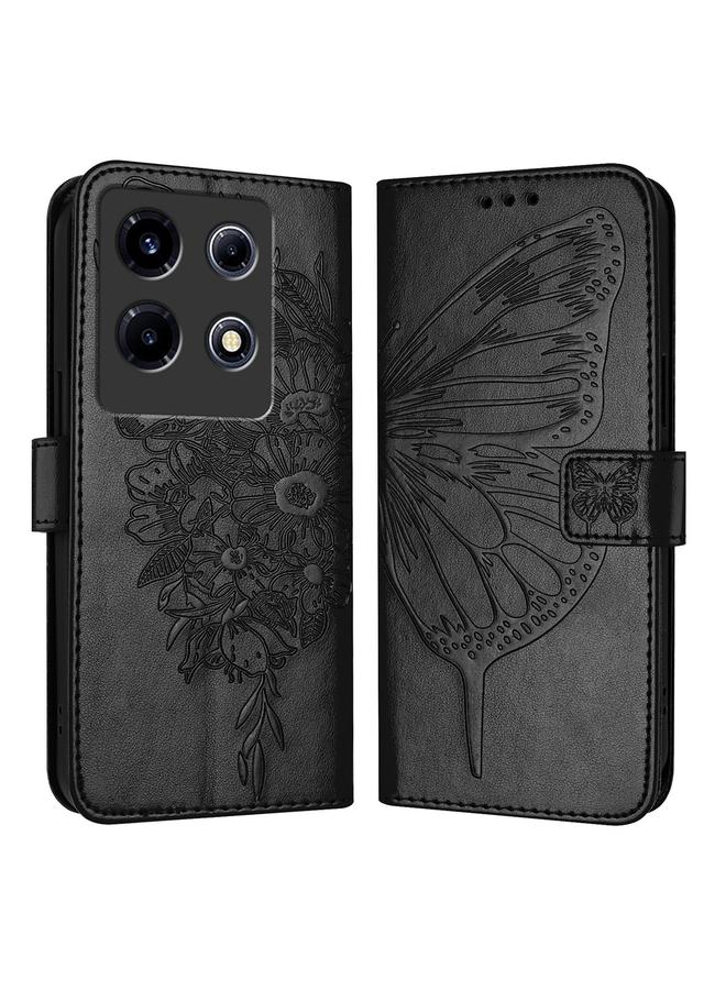 زبون جراب لهاتف Infinix Note 30 VIP مصنوع من الجلد المنقوش بنقشة الفراشة - Image 1