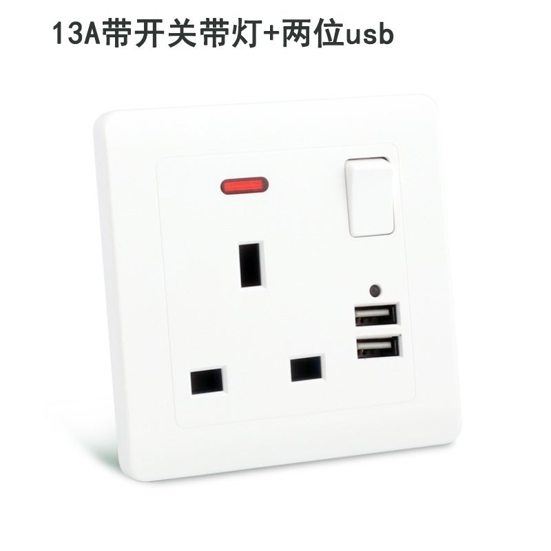 Dual 13A UK Socket Panel with Switch  USB 13A two usb 