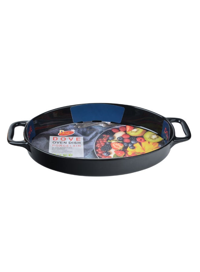 Dove 2-Piece Porcelain Oval Baking Dish with Handles Black 18 Inch 45.5x25.7x6.2cm - Image 2