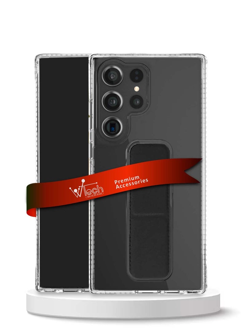 Wtech Samsung Galaxy S25 Ultra 2025 TPU Hand Grip Air Pillow Case Cover - Clear/Black - Image 1