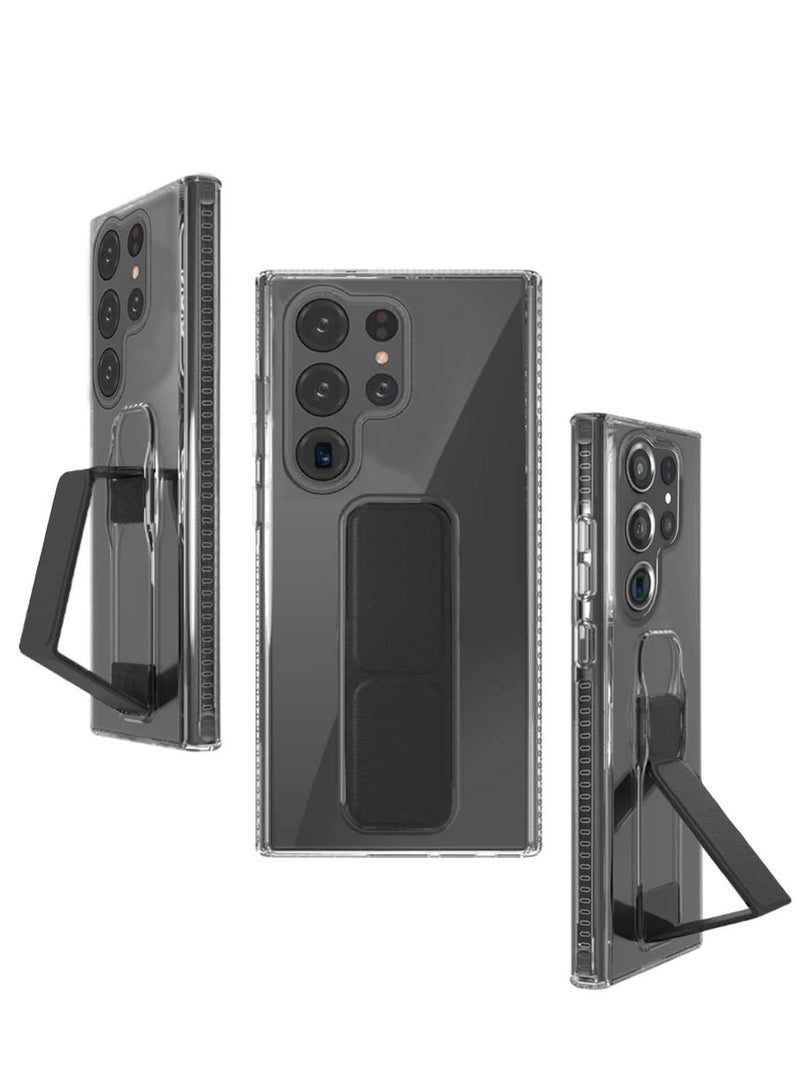 Wtech Samsung Galaxy S25 Ultra 2025 TPU Hand Grip Air Pillow Case Cover - Clear/Black - Image 2