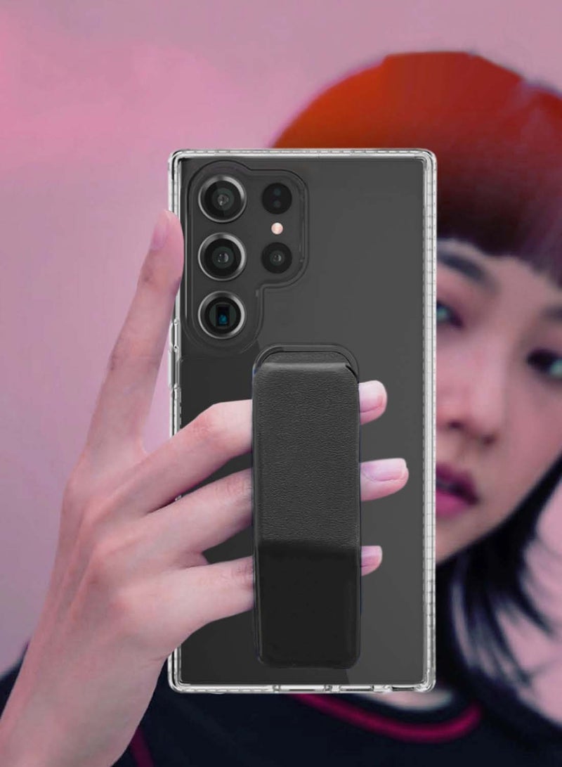 Wtech Samsung Galaxy S25 Ultra 2025 TPU Hand Grip Air Pillow Case Cover - Clear/Black - Image 3