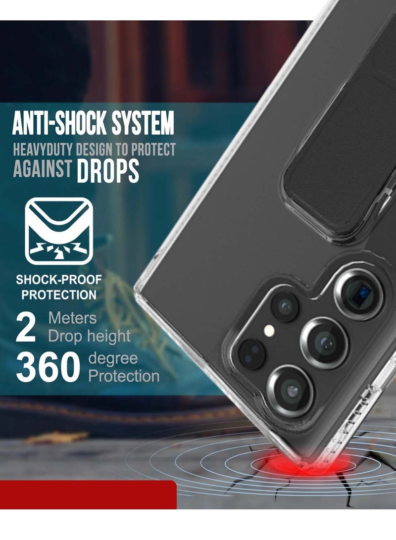 Wtech Samsung Galaxy S25 Ultra 2025 TPU Hand Grip Air Pillow Case Cover - Clear/Black - Image 4