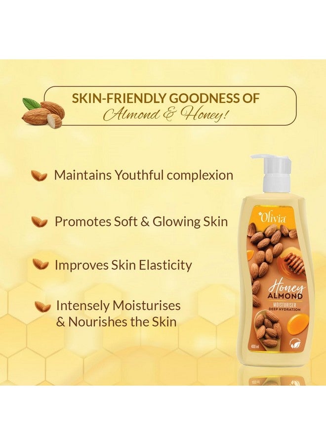 Olivia Honey Almond Deep Hydration Body Lotion For Soft Nourishing And Glowing Skin With Honey Almonds Olive Oil And Vitamin E 400Ml - Image 2