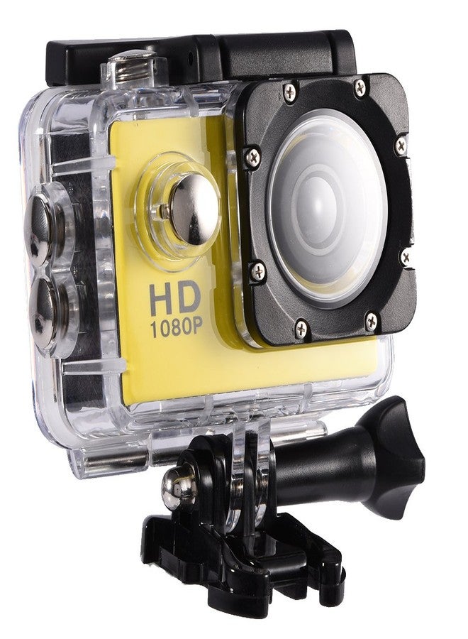 Serounder Action Camera Kit 1080P 12MP 30m Outdoor Sports Video Camera USB 2.0 Underwater Cam Full LCD Mini Camcorder with 900mAh Rechargeable Batteries and Mounting Accessories Kits(Yellow) - Image 1