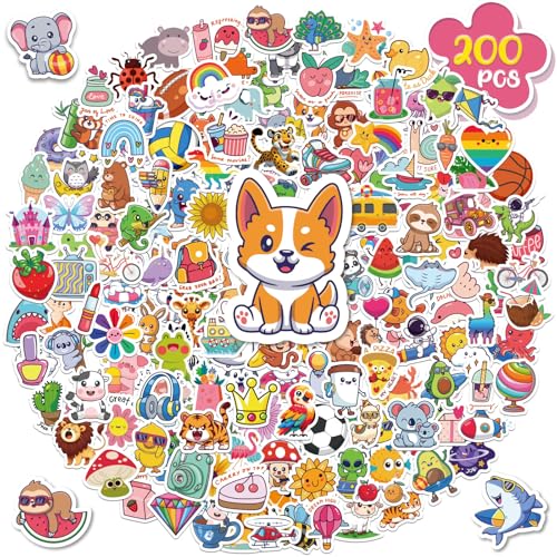 ALODNY 200 PCS Water Bottle Stickers for Kids Cute StickerWaterproof Vinyl Stickers for Water Bottles laptopsKawaii Stickers for Kids Classroom Prize Boys Girls Teens - Image 1