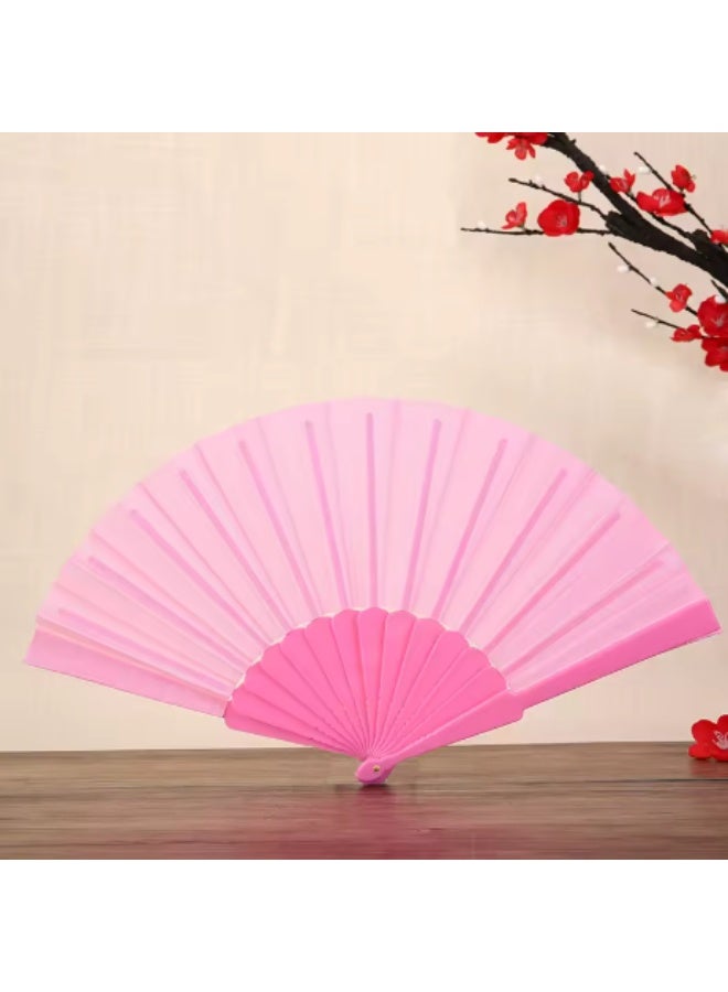 Folding Hand Classic Style Fan, Fabric Hand Held Chinese/Spanish Foldable Fan for Wedding, Party Favor, Performance, Dance, Home Decorations, Festival, Gift (Pink)  - Image 3