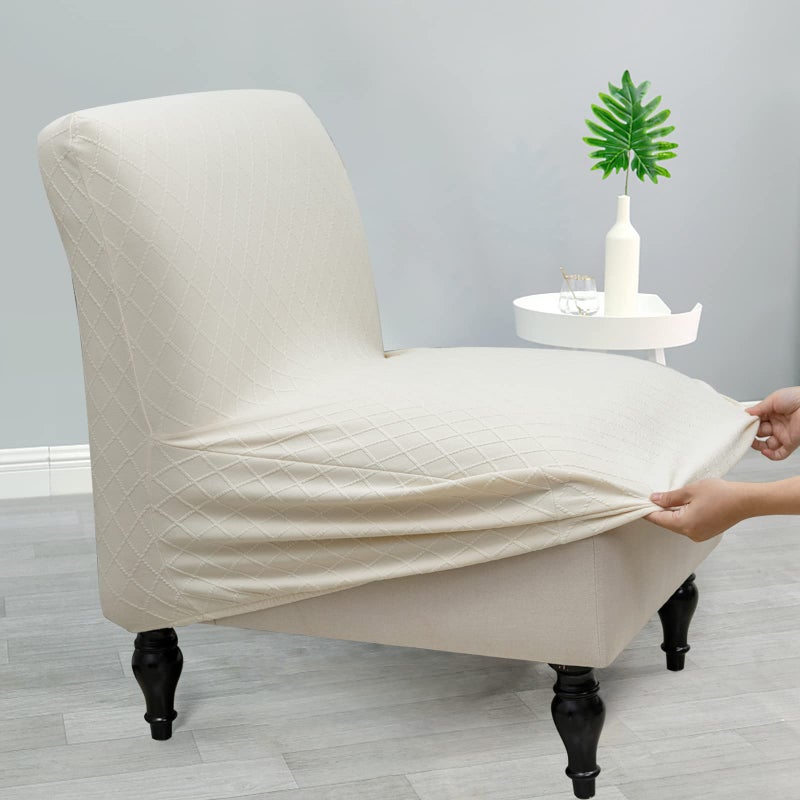 Iauddy Armless Accent Slipper Chair Cover Slipcover,Stretch Spandex Removable Jacquard Non-Slip Silp Cover for Accent Chair Without Arms Furniture Protector for Living Dining Room - Image 2