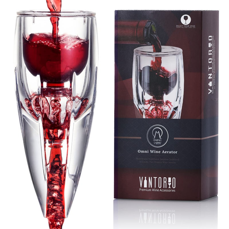 Vintorio Wine Aerator OMNI Set - Premium Decanter for Red Wine Lovers with Gift Box, Velvet Bag, and Mini Stand - Durable, Crystal Clear Acrylic - Image 1