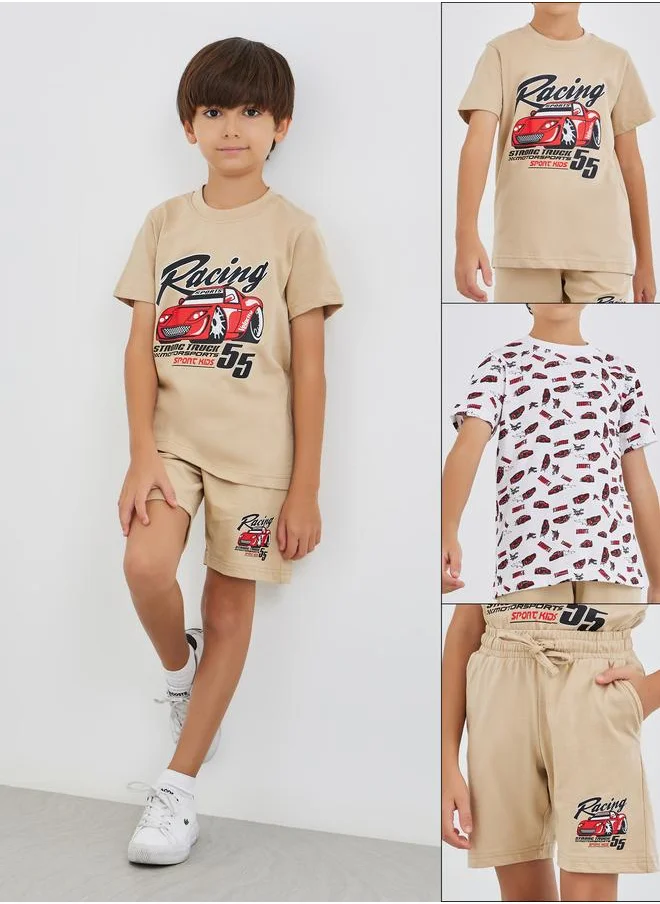 Styli Styli Short Sleeve T-Shirts and Shorts 3-Piece Set