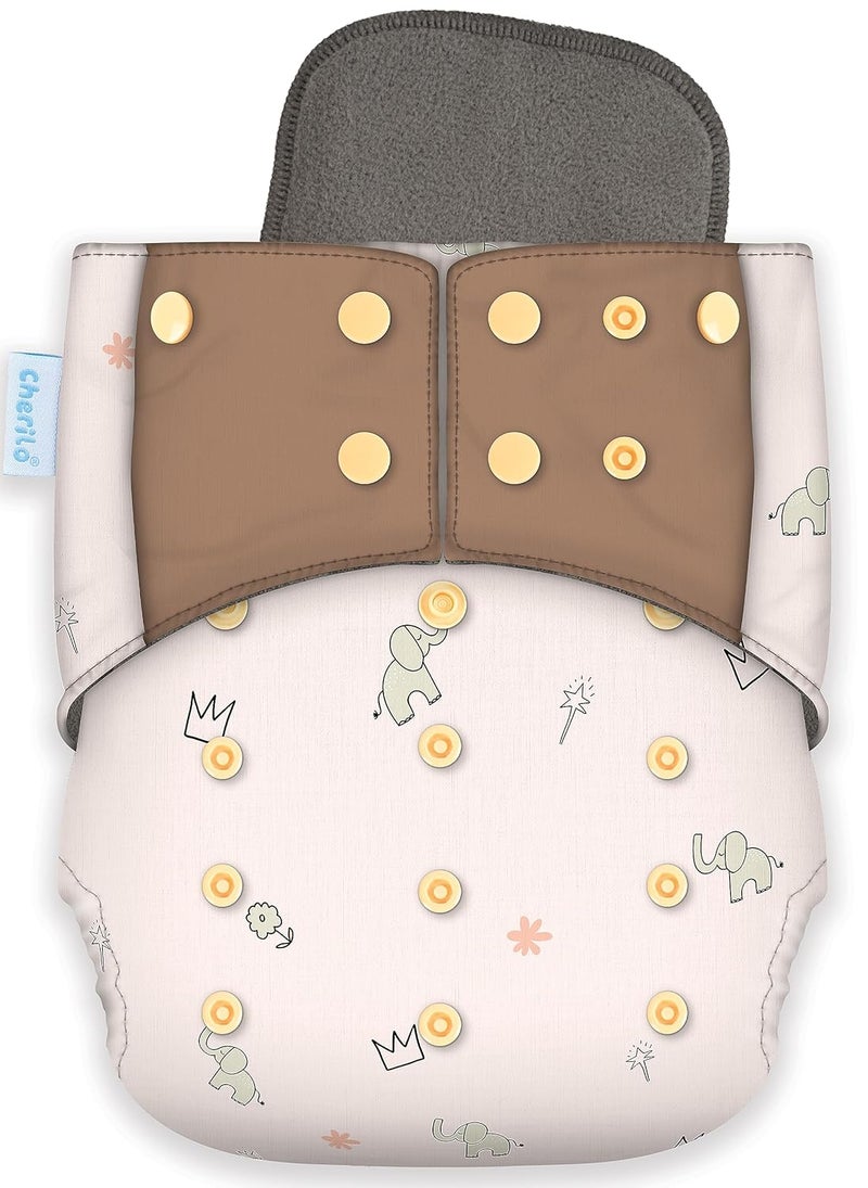 Cherilo حفاضة قماش قابلة لإعادة الاستخدام من شيريلو للمواليد الجدد من 0 إلى 3 سنوات، مانعة للتسرب، حفاضات قماش قابلة للغسل، بدون تسرب جانبي، حفاضة جيب بحجم قابل للتعديل (حفاضة بنمط تاج + 1 إدراج) - Image 1
