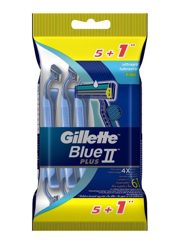 Gillette BLUE II 5+1 Plus Men Disposable Razors 6 Count - Image 2