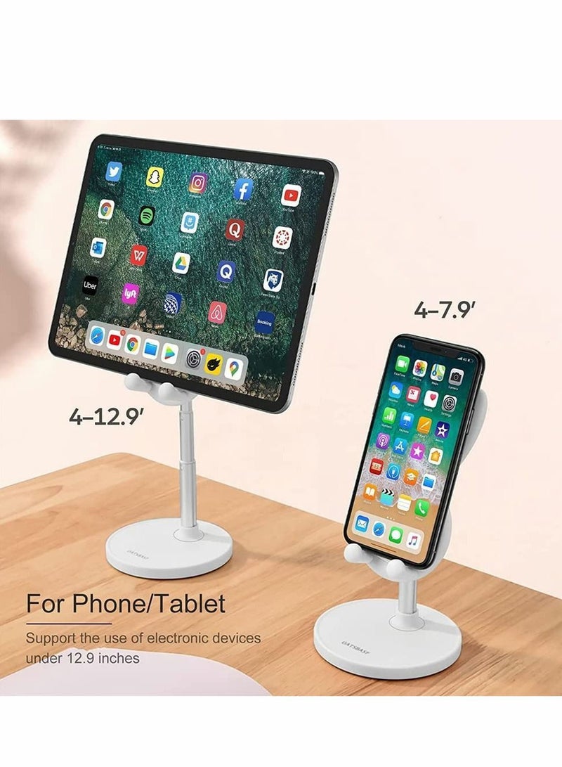 Y&D Cute Bunny Phone Stand, Angle Height Adjustable Cell Stand for Desk, Thick Case Friendly Holder Compatible with iPhone, Kindle, iPad, Switch, Tablets, All Phones (White) - Image 3