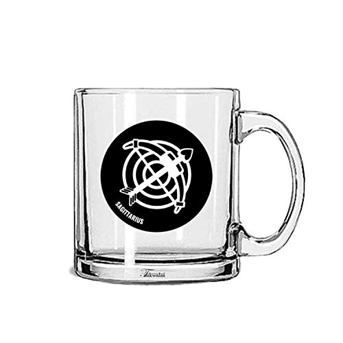 TONKWALAS " Zodiac Sign Sagittarius Printed Quote Transparent Glass Coffee Mug for Gifting (325 ML) - Image 1