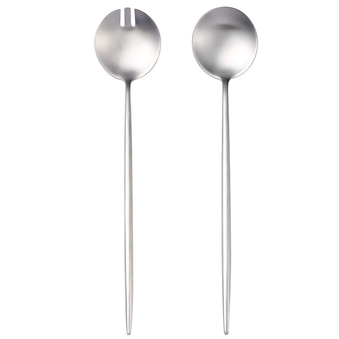 SALAD SERVING UTENSILSSERVING SPOONS STAINLESS STEEL2PCS LONG HANDLE SALAD SERVERS 1142 INCHSALAD UTENSILS FOR SERVINGMATTE FINISHDISHWASHER SAFE