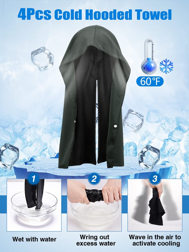 Acostop Cooling Hoodie Towels, Absorbent & Quick Drying Sweat Towel Wraps for Neck and Face, Long-Lasting Cooling and Sun Protection in Hot Weather Summer Outdoor Accessories, 4 Pcs - Image 5
