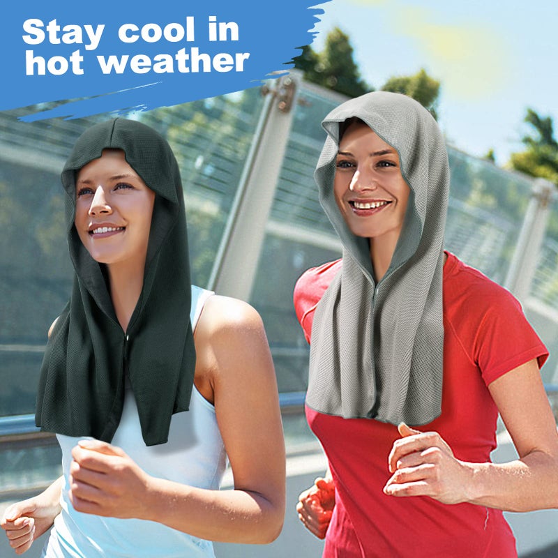 Acostop Cooling Hoodie Towels, Absorbent & Quick Drying Sweat Towel Wraps for Neck and Face, Long-Lasting Cooling and Sun Protection in Hot Weather Summer Outdoor Accessories, 4 Pcs - Image 2