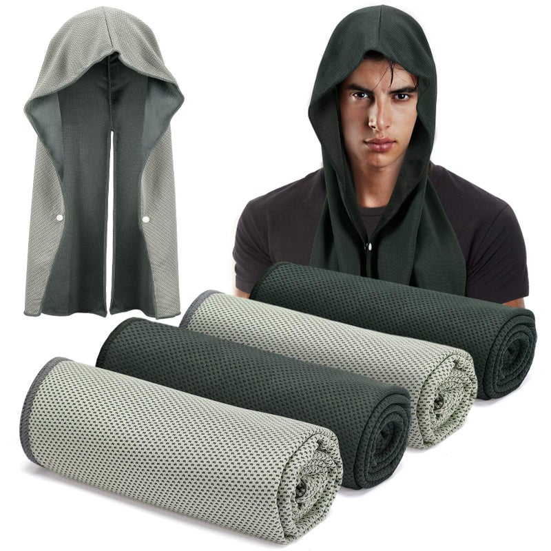 Acostop Cooling Hoodie Towels, Absorbent & Quick Drying Sweat Towel Wraps for Neck and Face, Long-Lasting Cooling and Sun Protection in Hot Weather Summer Outdoor Accessories, 4 Pcs - Image 1