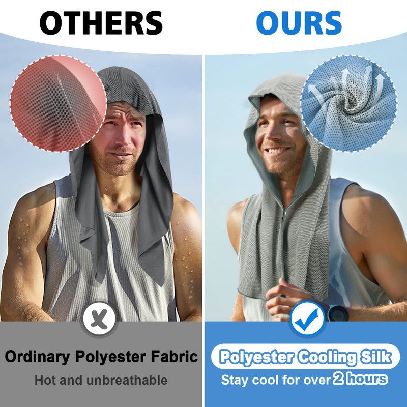 Acostop Cooling Hoodie Towels, Absorbent & Quick Drying Sweat Towel Wraps for Neck and Face, Long-Lasting Cooling and Sun Protection in Hot Weather Summer Outdoor Accessories, 4 Pcs - Image 3