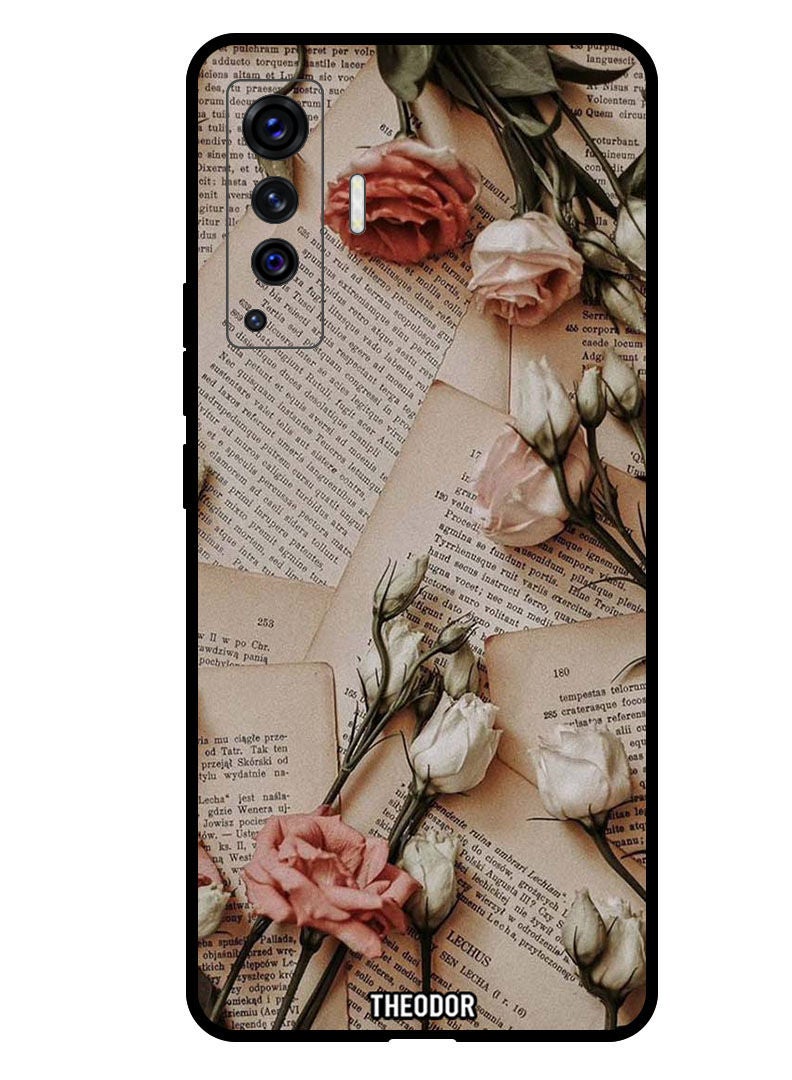 Theodor Protective Case Anti ScratchShockproof Cover For VIVO X50 5G Books and Flowers - Image 1