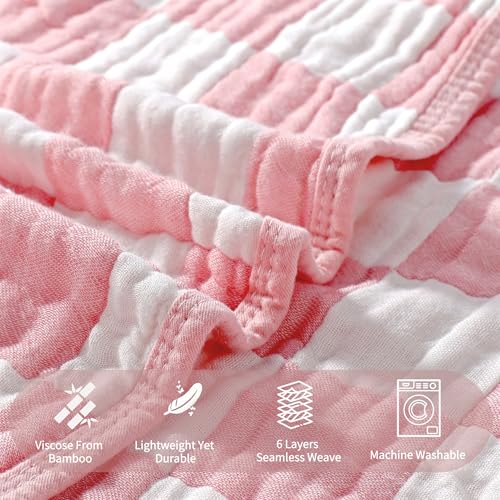 HardNok Ultra-Soft Muslin Baby Blanket - Swaddle & Crib for Girls, Pink Checkered (1-Pack) - Image 3
