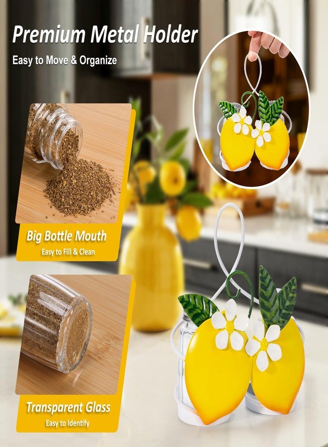 Shinlar Lemon Cute Salt and Pepper Shakers Set with Holder - 2oz Seasoning Containers with Lemon Decor Holder, Yellow Kitchen Decor and Accessories, Housewarming Gifts for Women, Portable Metal Stand - Image 5