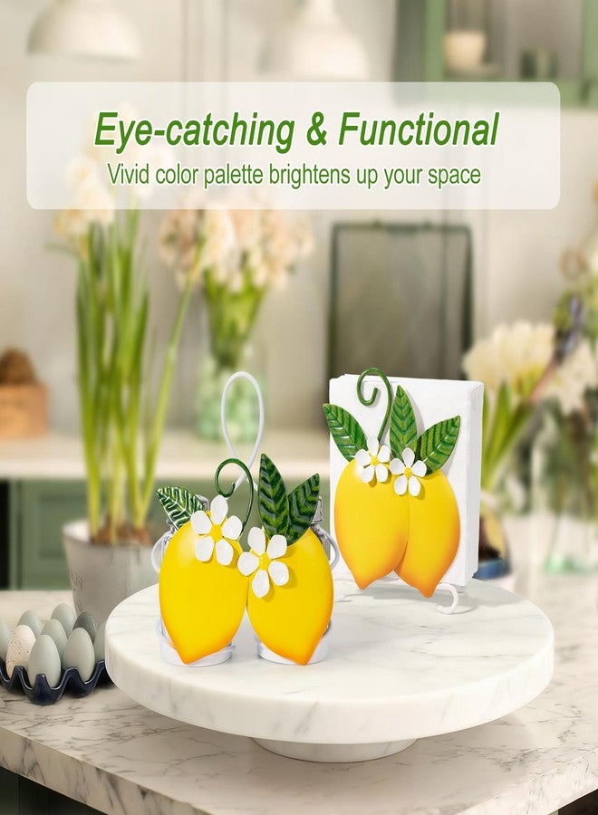 Shinlar Lemon Cute Salt and Pepper Shakers Set with Holder - 2oz Seasoning Containers with Lemon Decor Holder, Yellow Kitchen Decor and Accessories, Housewarming Gifts for Women, Portable Metal Stand - Image 4
